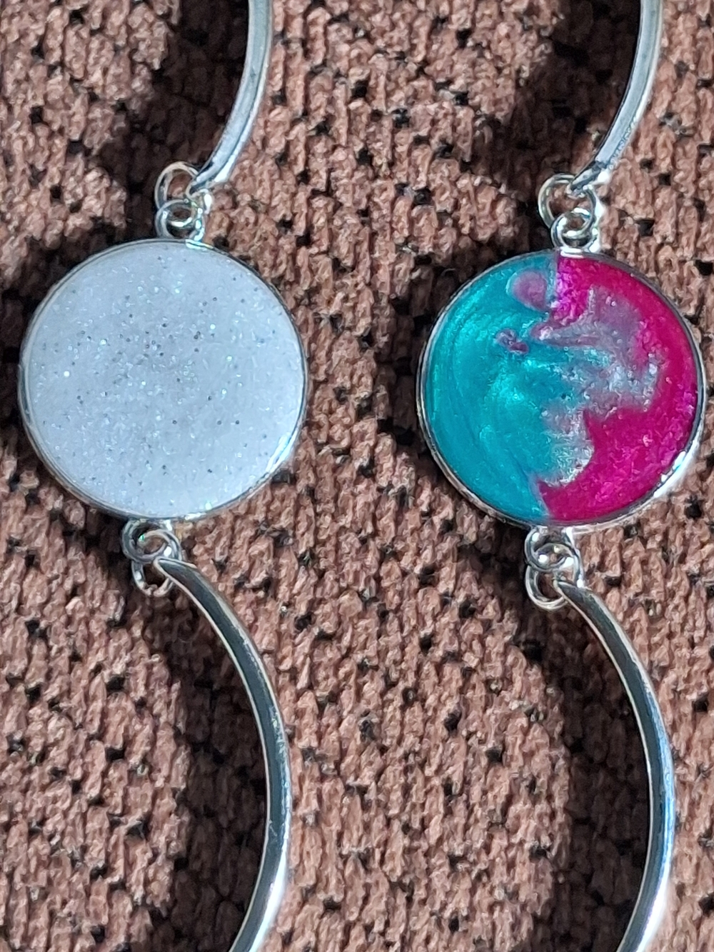 Handmade Pink & Teal Resin Drop Earrings – Women Jewelry